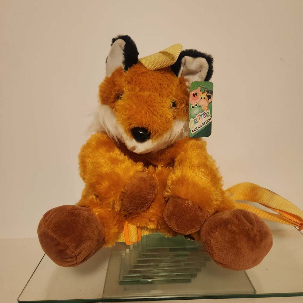 Lynco Critter Collection Kids Backpack Plush Fox NWT 14” Stuffed Zip Pouch